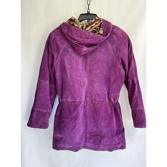 Authentic Winlit 1969 women’s M Purple Suede Jacket W/Hood Zipper Drawstring - Picture 13 of 16